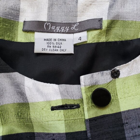 Maggy L sz 4 90's crop jacket-100%silk-lined - Picture 2 of 4